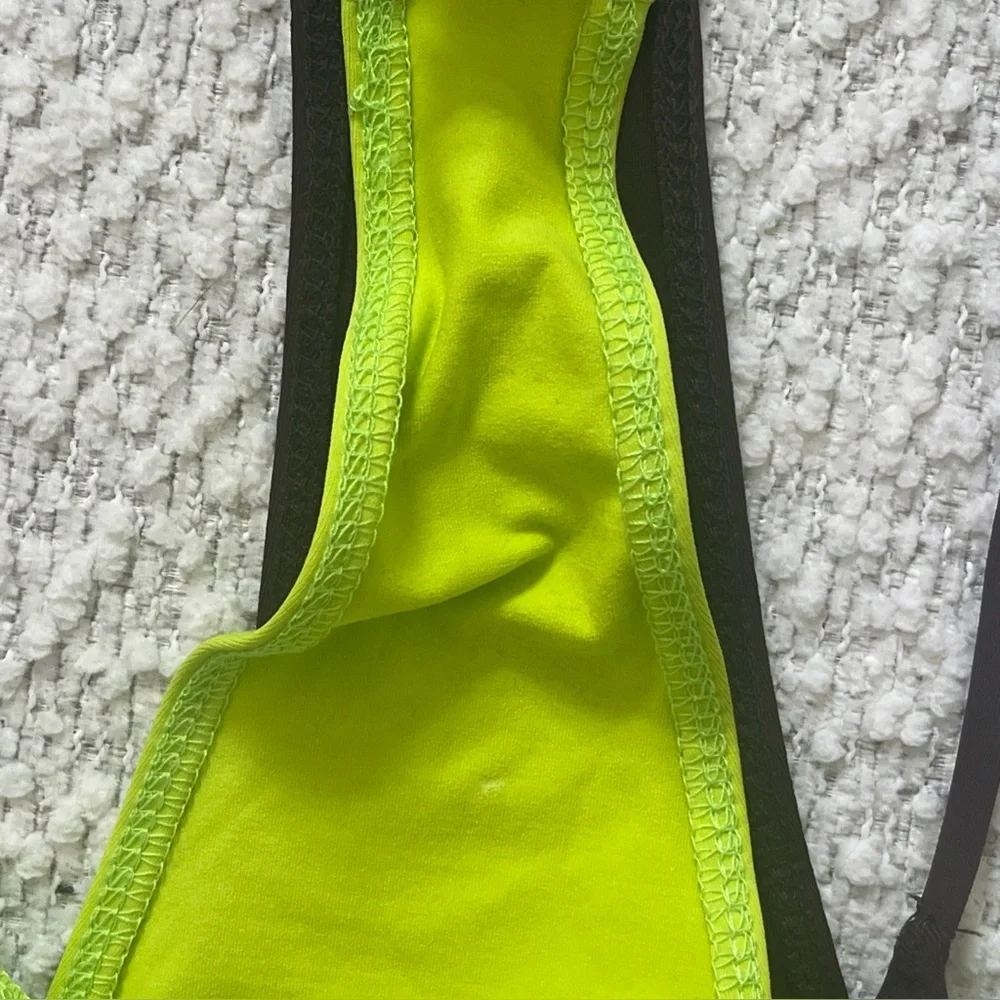 NWT Zara Double Bikini Bottom Swim Suit Size Medium Brown Neon Green Vacation - Picture 9 of 11